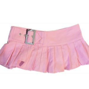 Pink belt low rise skirt